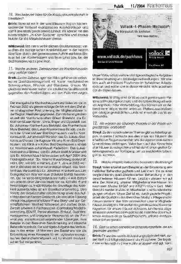 Vorschauseite 3: Valeo - ein regionaler evangelischer Krankenhausverbund mit strategischen Zielen