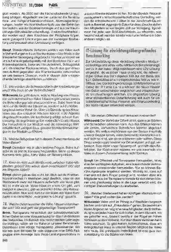 Vorschauseite 4: Valeo - ein regionaler evangelischer Krankenhausverbund mit strategischen Zielen