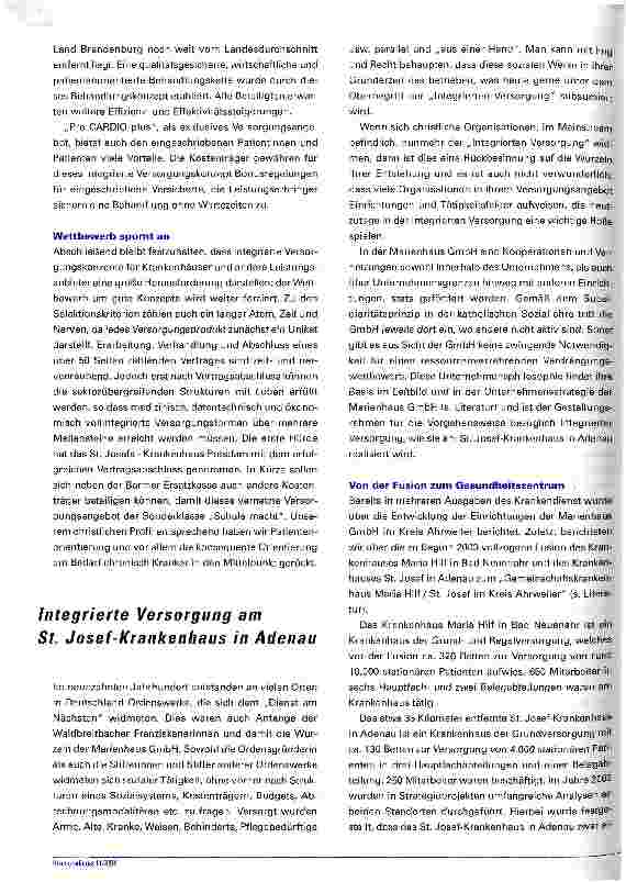 Vorschauseite 3: Von der Vision zum VertragIntegrierte Versorgung in der Praxis: zwei Beispiele