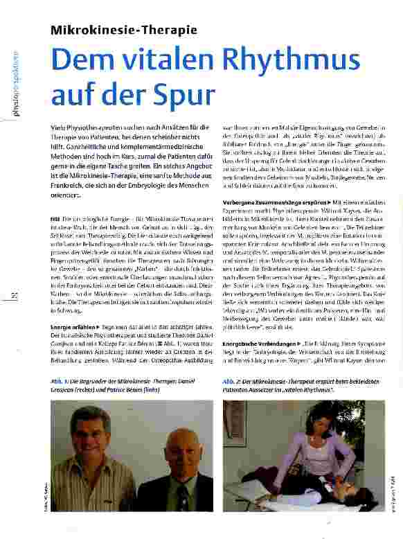 Vorschauseite 1: Mikrokinesie-Therapie Dem vitalen Rhythmus auf der Spur