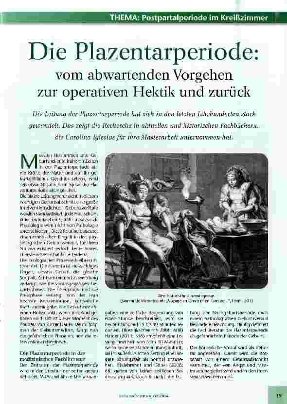 Vorschauseite 1: Die Plazentarperiode:vom abwartenden Vorgehen zur operativen Hektik und zurück