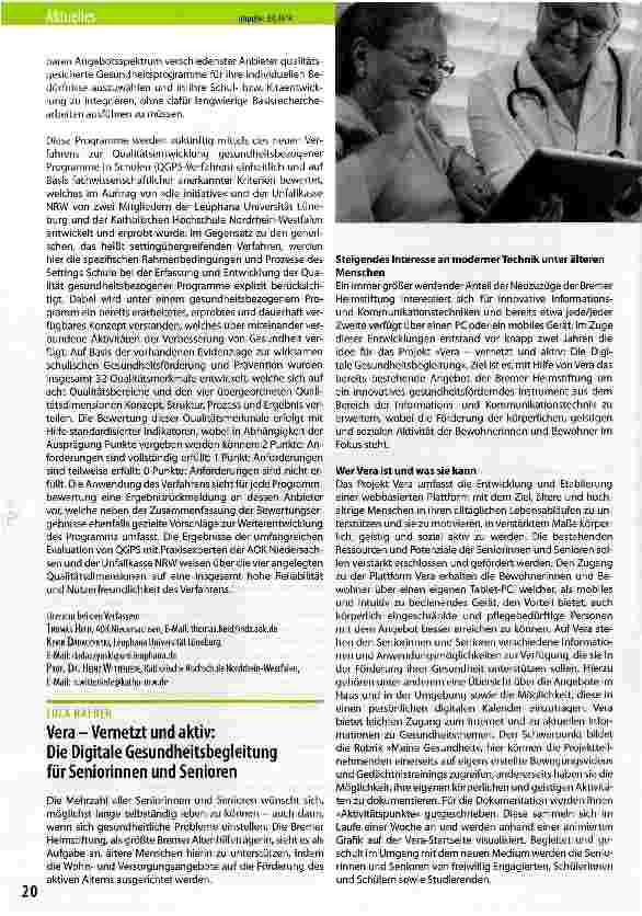 Vorschauseite 1: Vera » Vernetzt und aktiv: Die Digitale Gesundheitsbegleitung für Seniorinnen und Senioren
