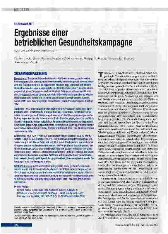 Vorschauseite 1: Ergebnisse einer betrieblichen Gesundheitskampagne