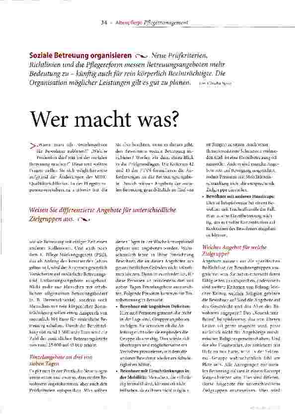 Vorschauseite 1: Wer macht was?