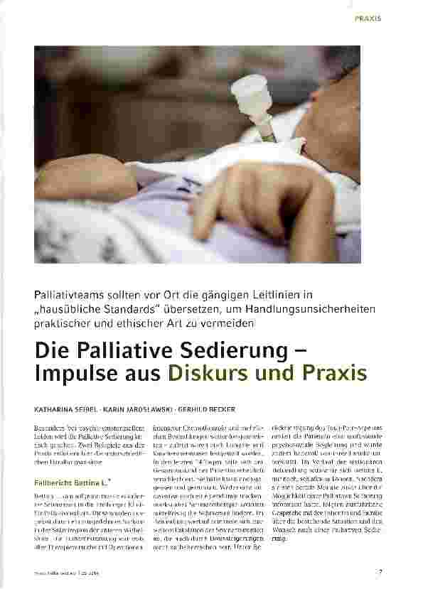 Vorschauseite 1: Die Palliative Sedierung -Impulse aus Diskurs und Praxis