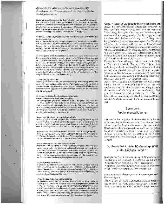 Vorschauseite 3: Unsere Hochschulmedizin steht vor großen HerausforderungenAktuelle strukturelle Anforderungen