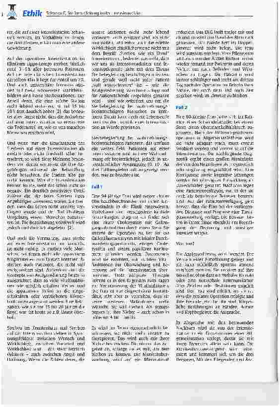 Vorschauseite 2: Sterbebegleitung in der IntensivmedizinVom Umgang mit wahrnehmungsbeeinträchtigten Menschen nd deren Angehörigen