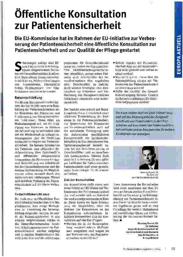 Vorschauseite 1: Öffentliche Konsultation zur Patientensicherheit