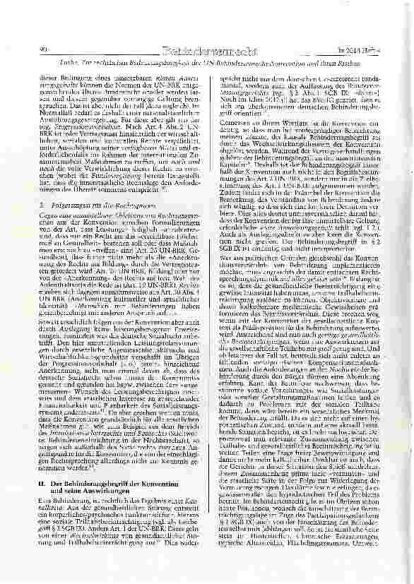 Vorschauseite 2: Zur rechtlichen Bedeutungslosigkeit der UN-Behinderten-rechtskonvention und ihren Risiken