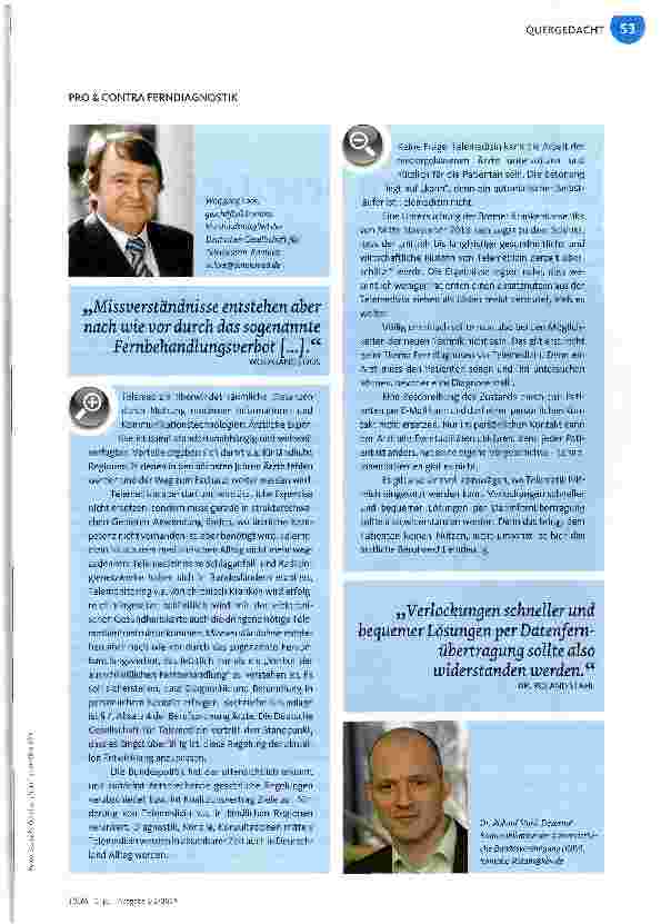 Vorschauseite 1: PRO & CONTRA FERNDIAGNOSTIK