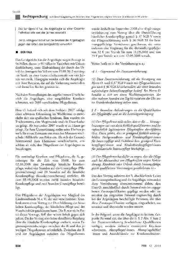 Vorschauseite 2: Zum Abrechnungsbetrug des Betreibers eines Pflegedienstes aufgrund fehlender Qualifikation der Mitarbeiter