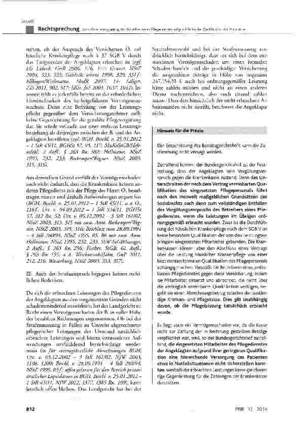 Vorschauseite 6: Zum Abrechnungsbetrug des Betreibers eines Pflegedienstes aufgrund fehlender Qualifikation der Mitarbeiter