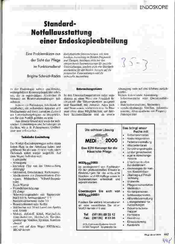 Vorschauseite 1: Standard-Notfallausstattung einer Endoskopieabteilung Eine Problemskizze aus der Sicht der Pflege im Funktionsdienst
