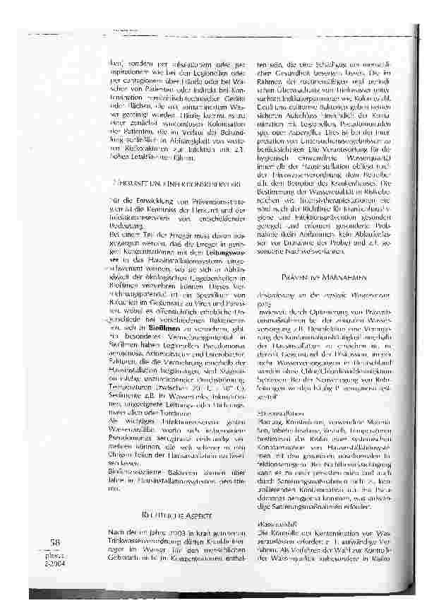 Vorschauseite 2: BEDEUTUNG, PRÄVENTION UND KONTROLLE WASSERASSOZIIERTER ERREGER NOSOKOMIALER INFEKTIONEN