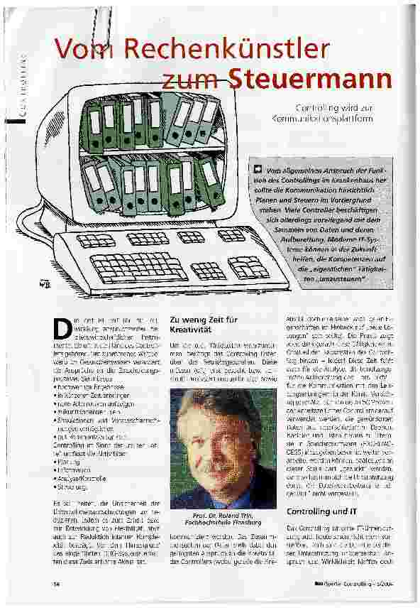 Vorschauseite 1: Vom Rechenkünstler zum SteuermannControlling wird zum Kommunikationsplattform