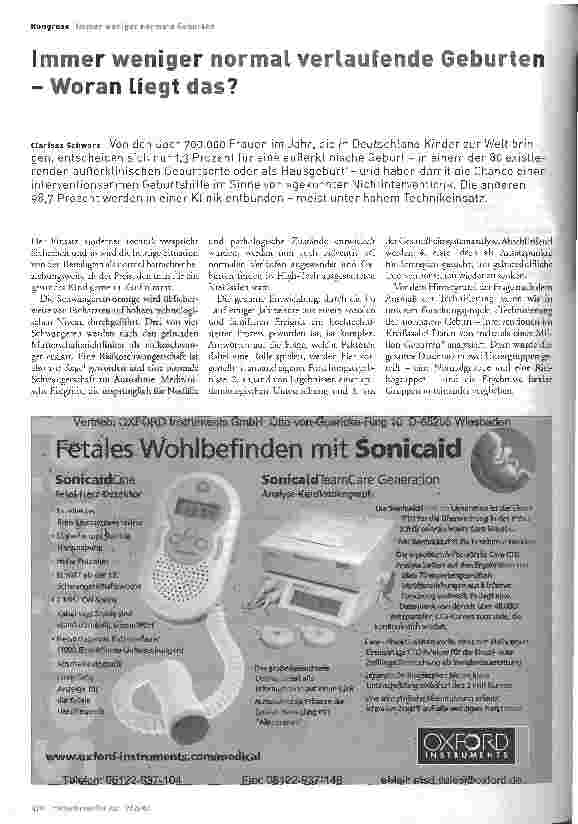 Vorschauseite 1: Immer weniger normal verlaufende Geburten - Woran liegt das?