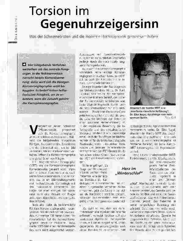 Vorschauseite 1: Torsion im GegenuhrzeigersinnWas der Schweinebraten und die moderne Herzdiagnostik gemeinsam haben