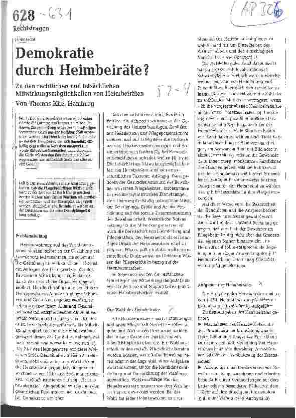 Vorschauseite 1: Demokratie durch Heimbeiräte?