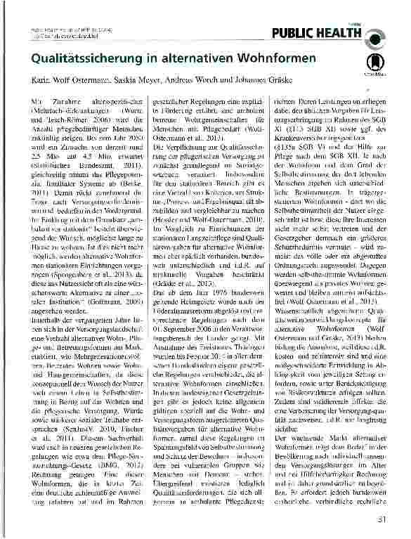 Vorschauseite 1: Qualitätssicherung in alternativen Wohnformen