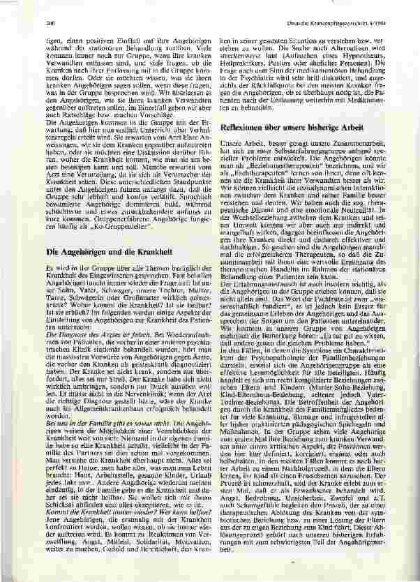 Vorschauseite 2: Die Angehörigengruppe — ein neuer Weg in der psychiatrischen Arbeit