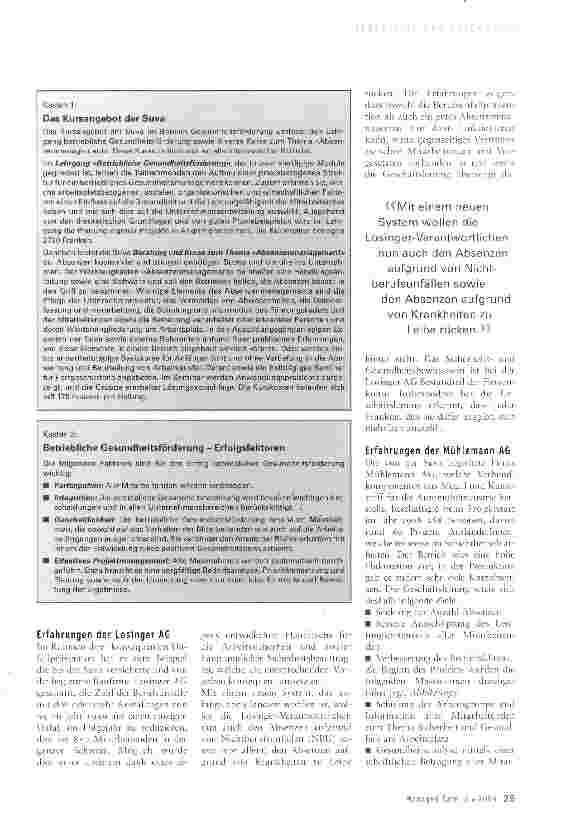 Vorschauseite 2: Erste Erfahrungen der Suva mit betrieblicher Gesundheitsförderung