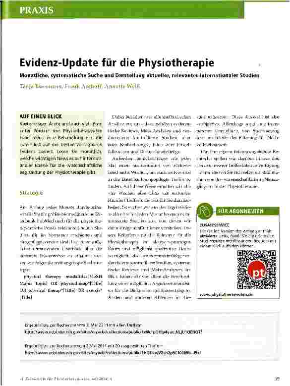 Vorschauseite 1: Evidenz-Update für die Physiotherapie
