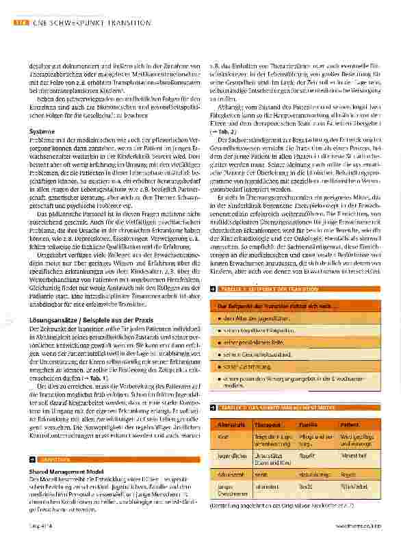 Vorschauseite 4: Von der Pädiatrie zur Erwachsenenmedizin Der schwierige Weg