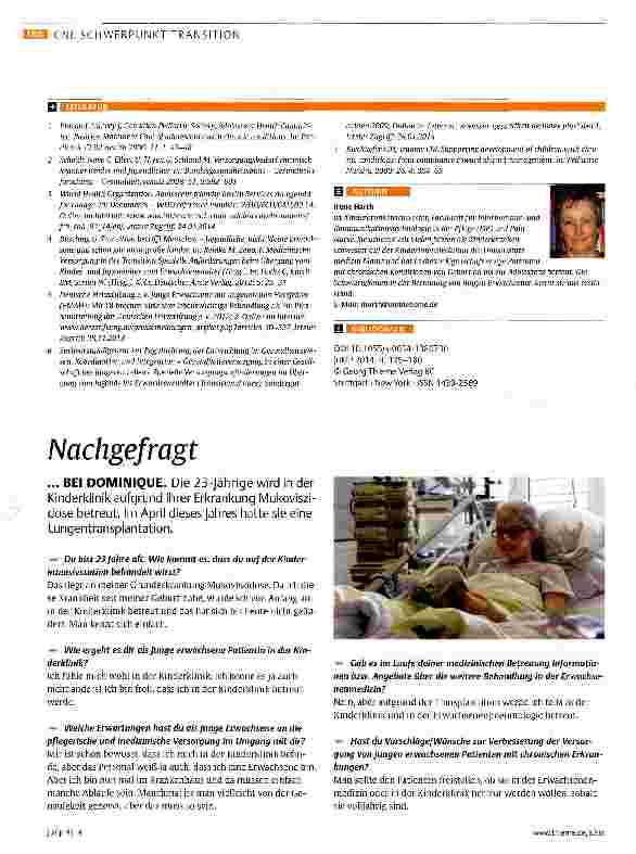Vorschauseite 6: Von der Pädiatrie zur Erwachsenenmedizin Der schwierige Weg