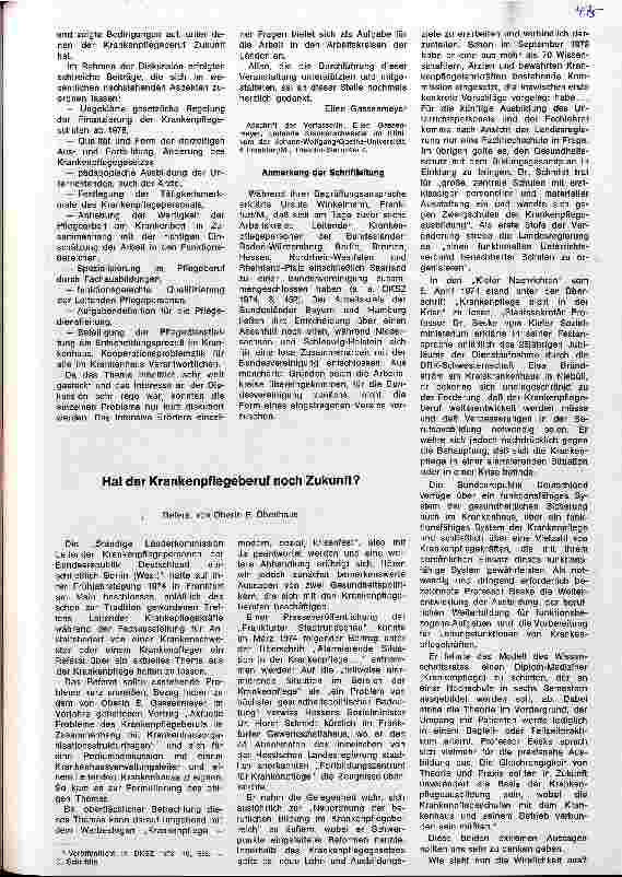 Vorschauseite 1: Hat der Krankenpflegeberuf noch Zukunft? `