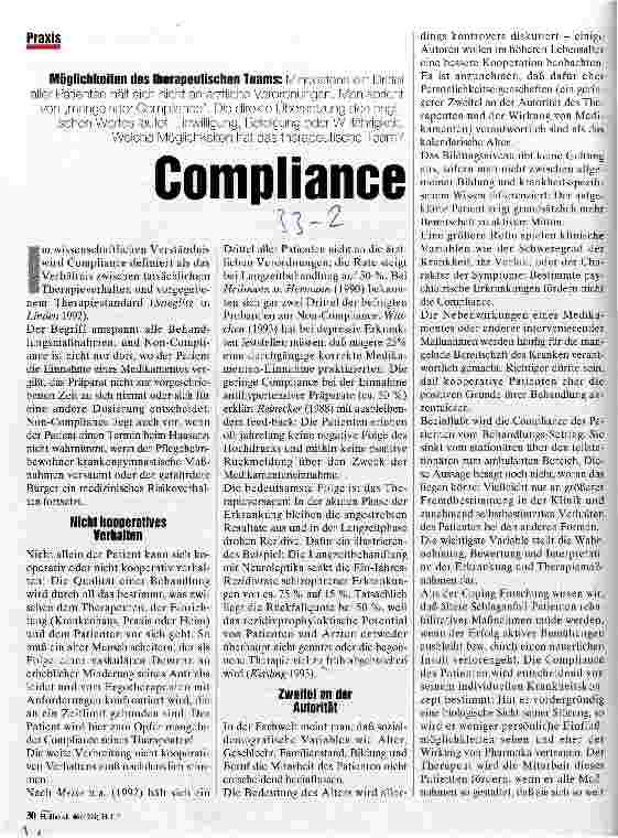 Vorschauseite 1: Compliance Möglichkeiten des therapeutischen Teams