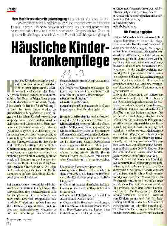Vorschauseite 1: Häusliche Kinderkrankenpflege Vom Modellversuch zur Regelversorgung