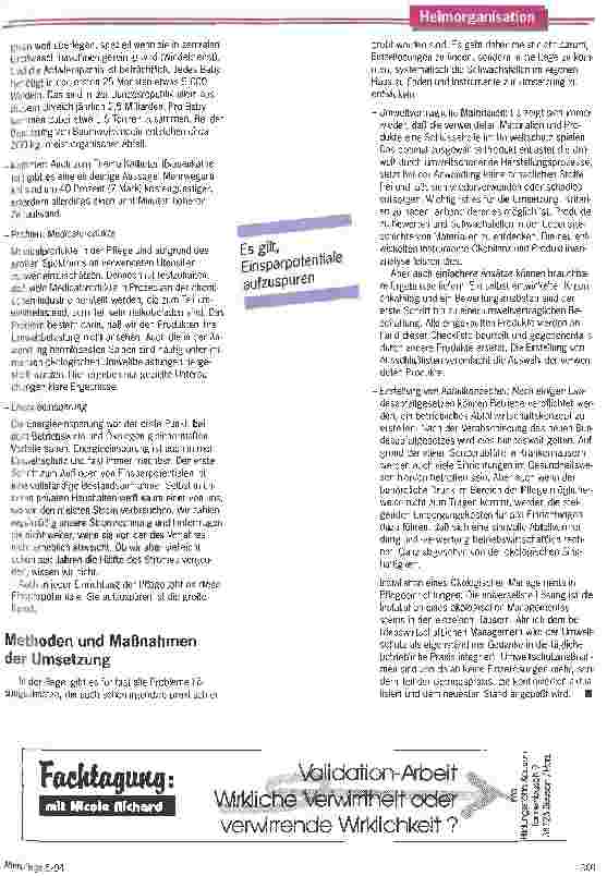 Vorschauseite 3: Vorsorge ist besser als Nachsorge Auch in der Pflege wird Umweltschutz immer wichtiger
