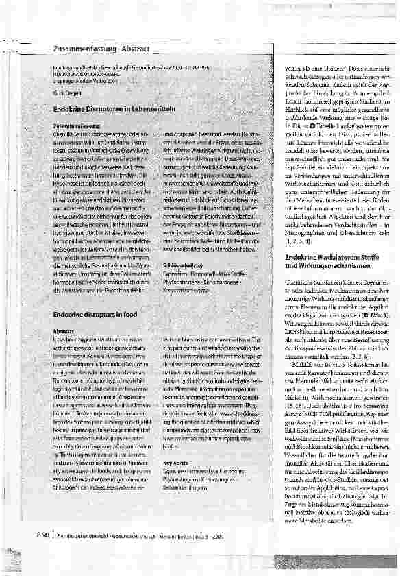 Vorschauseite 3: Endokrine Disruptoren in Lebensmitteln