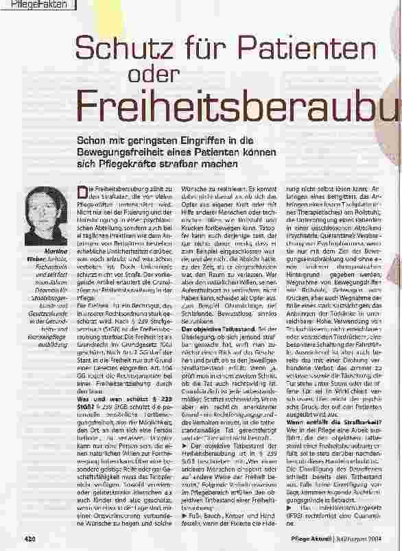 Vorschauseite 1: Schutz für Patienten oder Freiheitsberaubung?