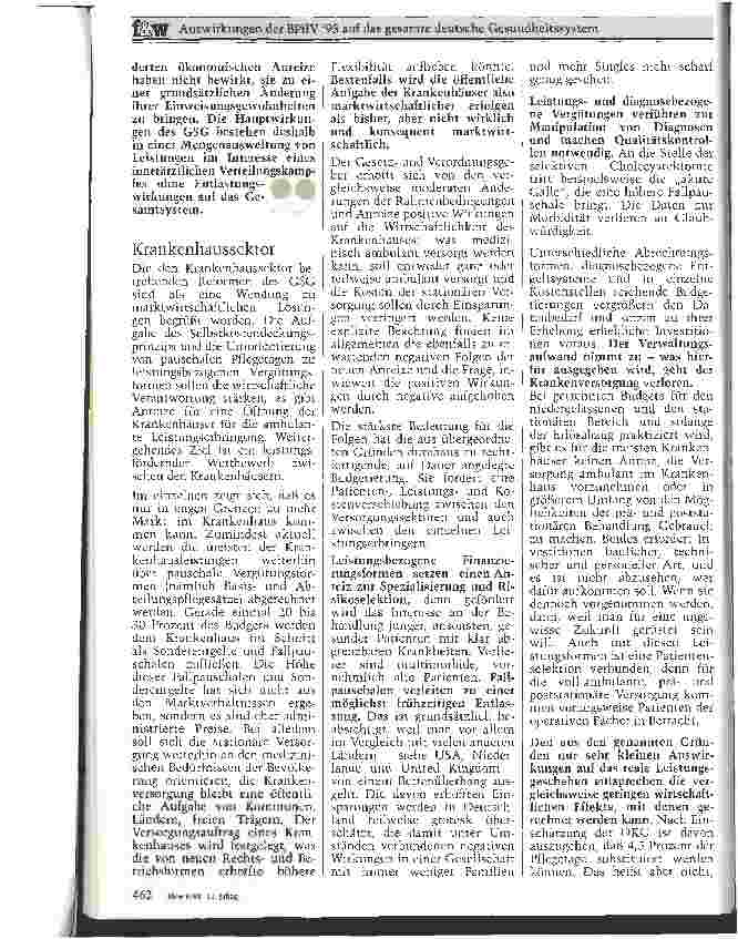 Vorschauseite 4: Auswirkungen der BPflV 95 auf das gesamte deutsche Gesundheitssystem