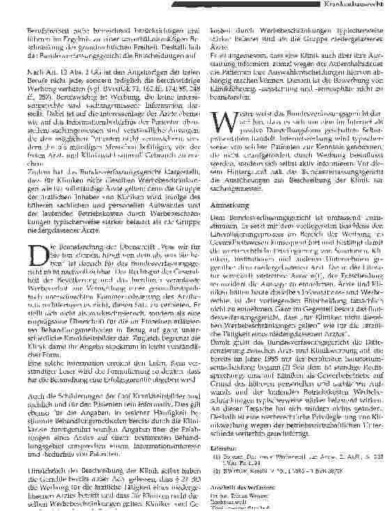 Vorschauseite 2: Zum Werberecht der Krankenhäuser und Kliniken im Internet
