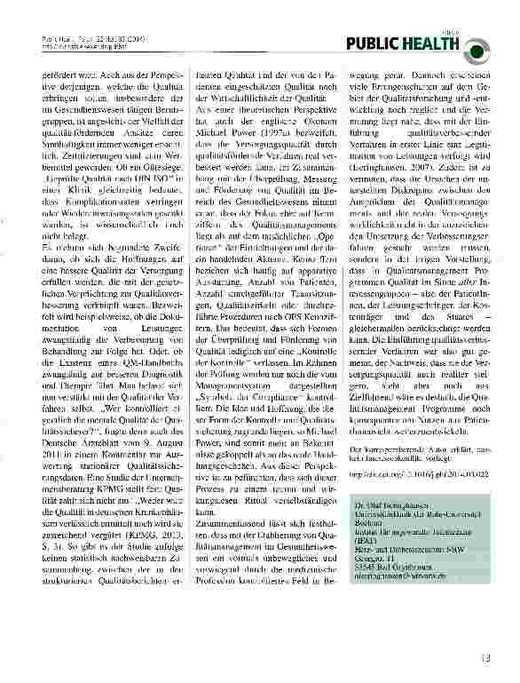 Vorschauseite 2: Die Qualität der Qualität: Parallelwelten der Versorgungsqualität und des Qualitätsmanagements