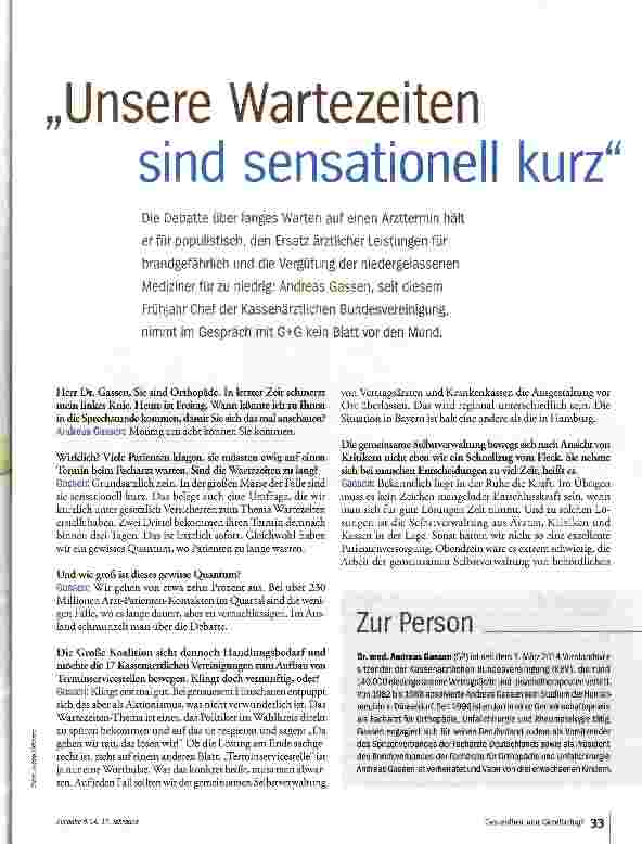 Vorschauseite 1: Unsere Wartezeiten sind sensationell kurz