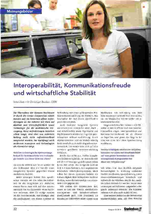 Vorschauseite 1: Interoperabilität, Kommunikationsfreude und wirtschaftliche Stabilität