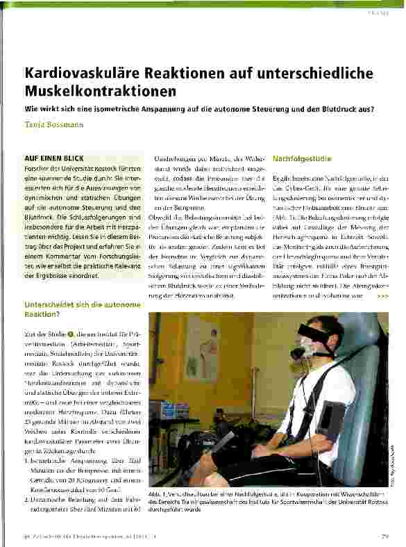 Vorschauseite 1: Kardiovaskuläre Reaktionen auf unterschiedliche Muskelkontraktionen