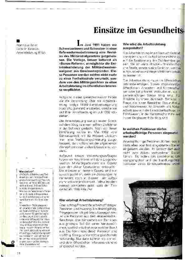 Vorschauseite 1: Einsätze im Gesundheitsund Sozialwesen