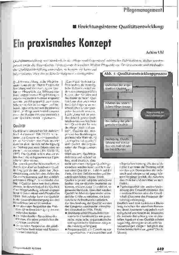 Vorschauseite 1: Ein praxisnahes KonzeptEinrichtungsinterne Qualitätsentwicklung