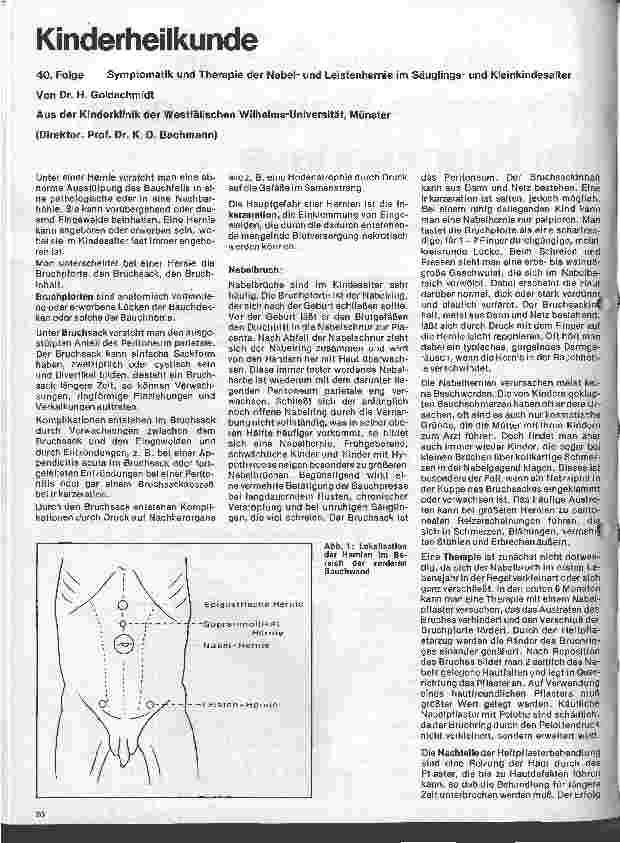 Vorschauseite 1: Kinderheilkunde 40. Folge: Symtomatik u. Therapie der Nabelu. Leistenhernie