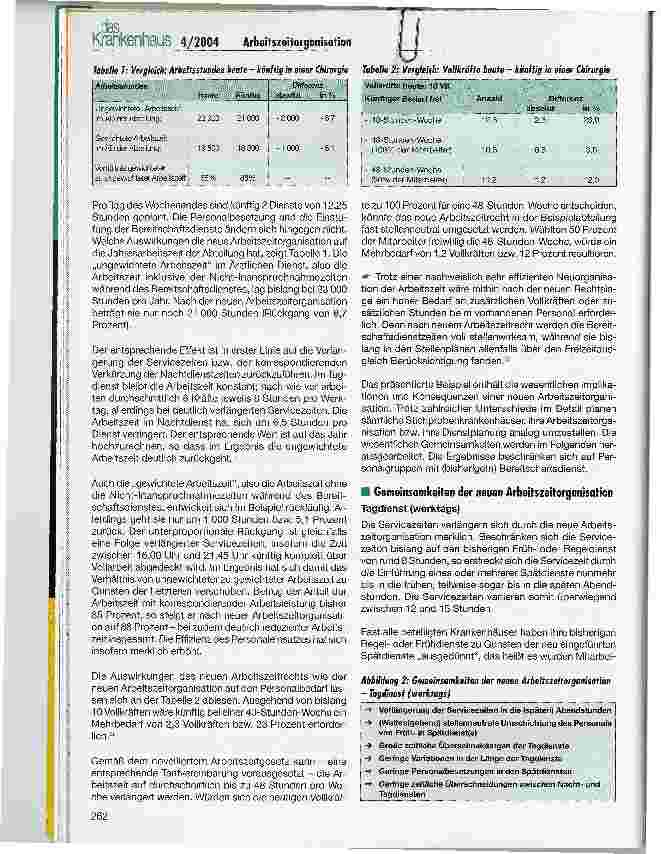 Vorschauseite 2: Neue Arbeitszeitorganisation im Krankenhaus