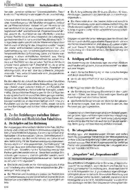 Vorschauseite 3: Medizinische Fakultäten und Universitätsklinika im DRG-Zeitalter (I)Einige Bemerkungen zur Zukunft der Hochschulmedizin
