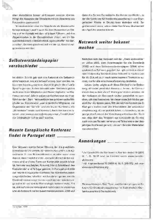 Vorschauseite 3: Vernetzte Seelsorge in EuropaBericht von der Achten Europäischen Konferenz für Krankenhausseelsorge