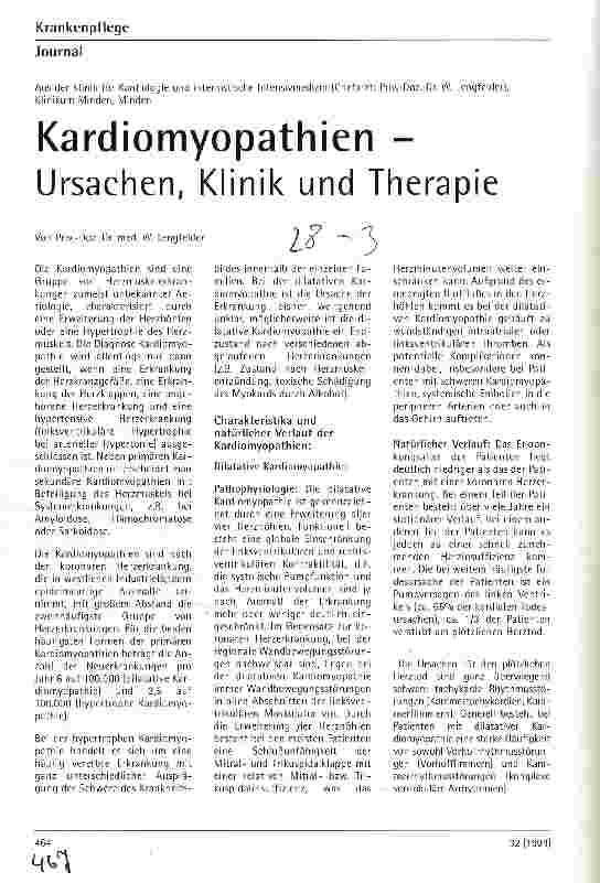 Vorschauseite 1: Kardiomyopathien - Ursachen, Klinik und Therapie