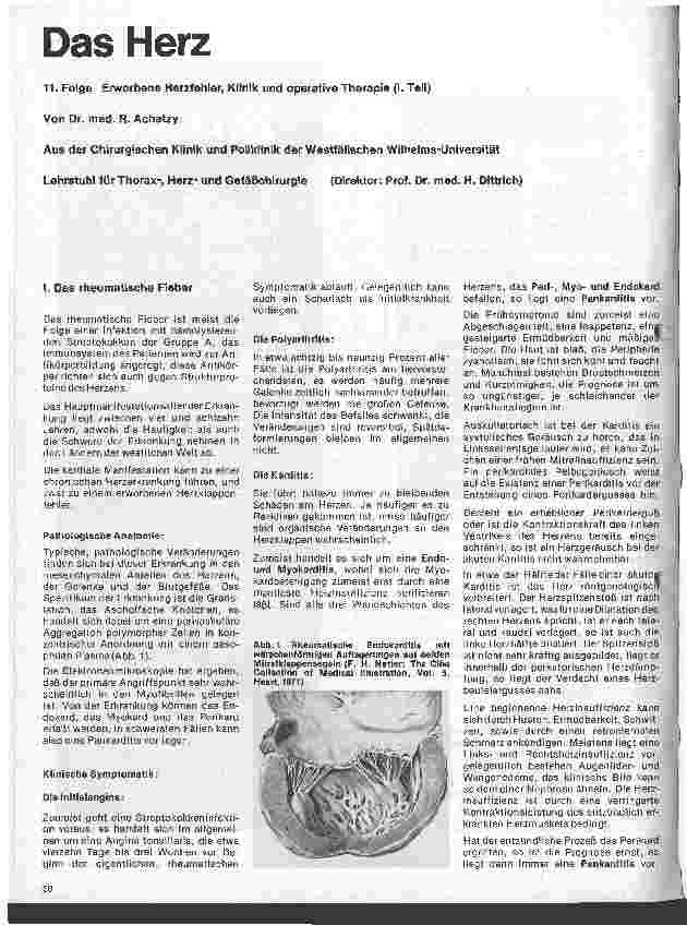 Vorschauseite 1: Das Herz 11.Folge: Erworbene Herzfehler, Klinik u. operative Therapie (I.Teil)