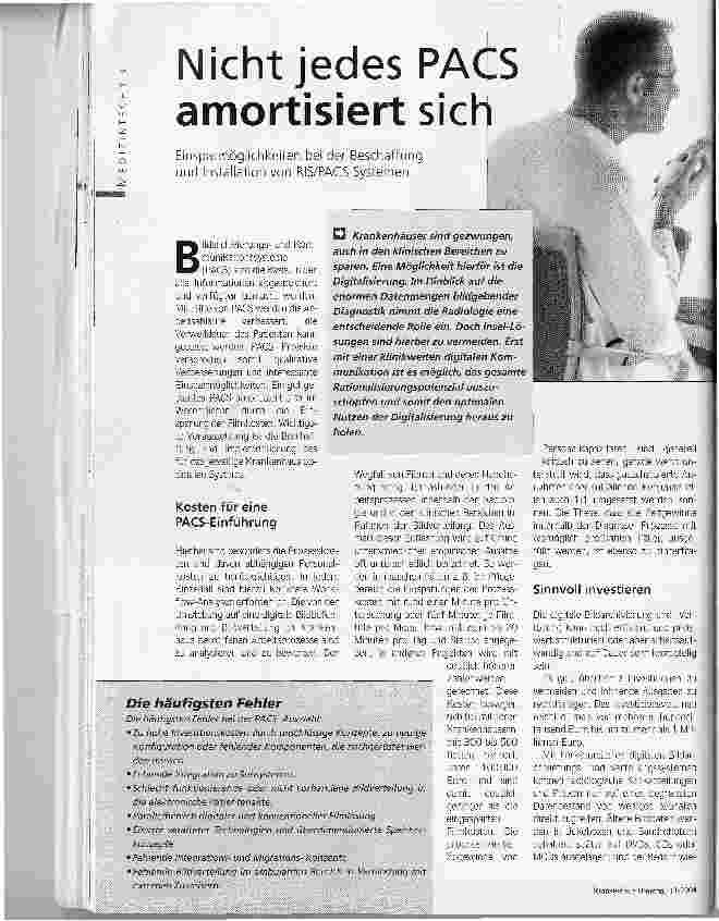 Vorschauseite 1: Nicht jedes PACS amortisiert sich