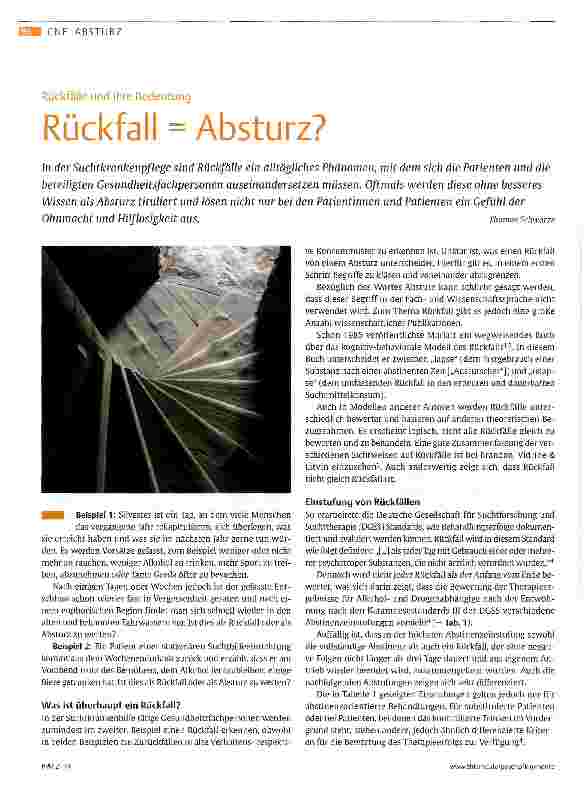 Vorschauseite 1: Rückfall = Absturz?